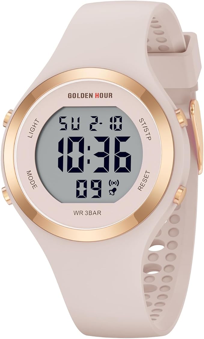 Waterproof Sport Women's Digital Chronograph Silicone Strap Watch